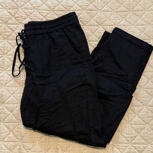 J.Crew Factory linen-cotton blend black drawstring pant